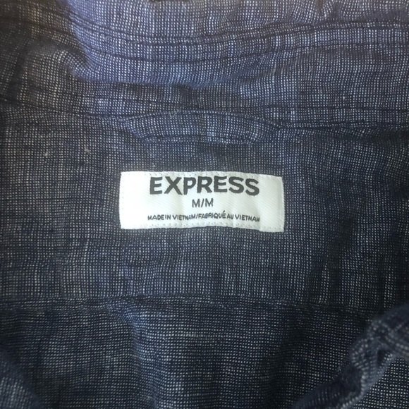 Express | Linen Button Down Long Sleeve T-Shirt - Picture 4 of 4